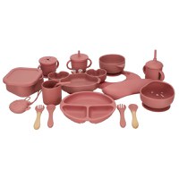 Set diversificare hrana bebelusi Ikonka pink Crab, realizate din silicon, cu 19 elemente - 4