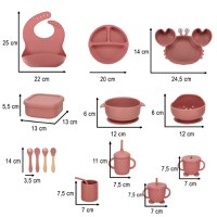 Set diversificare hrana bebelusi Ikonka pink Crab, realizate din silicon, cu 19 elemente - 5