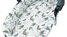 Set insertie textila Kerstin Bunny Pink pentru landoucosulet copii, cearsaf elastic 80x38 cm din bumbac 100%