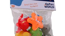 Set jucarii de baie Happy World din cauciuc 6 buc 6 luni+ multicolor