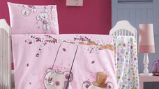 Set lenjerie 6 piese Bumbac Ranforce Pink Dream 120x60 cm