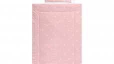 Set lenjerie de pat Little Bear Pink, 4 piese, bumbac ranforce