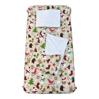 Set lenjerie Deseda pentru pat copii 3 piese pentru Sarbatori omul de zapada pe bej 140x70 cm - 1