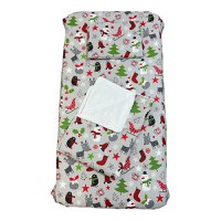 Set lenjerie Deseda pentru pat copii 3 piese pentru Sarbatori omul de zapada pe gri 140x70 cm - 1