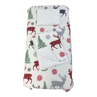 Set lenjerie Deseda pentru pat copii 3 piese pentru Sarbatori renii in padure 140x70 cm - 1