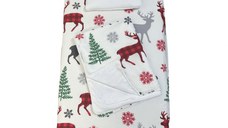 Set lenjerie Deseda pentru pat copii 3 piese pentru Sarbatori renii in padure 140x70 cm