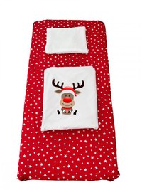 Set lenjerie Deseda pentru pat copii 3 piese pentru Sarbatori renul Rudolf 160x80 cm - 1