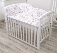 Set lenjerie din bumbac cu protectie laterala Amy pentru pat bebe 120 x 60 cm Circ roz - 2