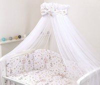 Set lenjerie din bumbac cu protectie laterala Amy pentru pat bebe 120 x 60 cm Circ roz - 3