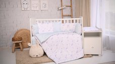 Set lenjerie pat 8 piese bumbac ranforce Trend Blue Moon  Stars