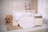 Set lenjerie pat 8 piese bumbac ranforce Trend Blue Moon  Stars - 1