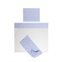 Set lenjerie patut 120x60 cm Tiny Dream 3 piese bumbac ranforce Train Blue - 1