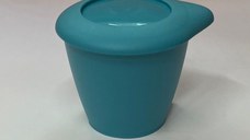 Set lingurita de voiaj pliabila si recipient hrana albastru