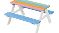 Set masuta cu bancute din lemn pentru copii Ginger Home Rainbow utilizare in gradina, curte, balcon cat si in interiorul camerei copiilor