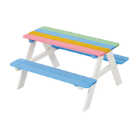Set masuta cu bancute din lemn pentru copii Ginger Home Rainbow utilizare in gradina, curte, balcon cat si in interiorul camerei copiilor - 1