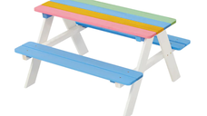 Set masuta cu bancute din lemn pentru copii Ginger Home Rainbow utilizare in gradina, curte, balcon cat si in interiorul camerei copiilor