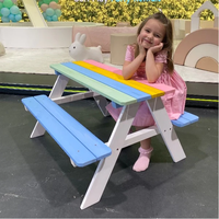 Set masuta cu bancute din lemn pentru copii Ginger Home Rainbow utilizare in gradina, curte, balcon cat si in interiorul camerei copiilor - 3