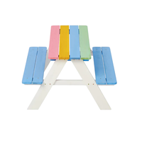 Set masuta cu bancute din lemn pentru copii Ginger Home Rainbow utilizare in gradina, curte, balcon cat si in interiorul camerei copiilor - 4