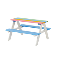 Set masuta cu bancute din lemn pentru copii Ginger Home Rainbow utilizare in gradina, curte, balcon cat si in interiorul camerei copiilor - 5