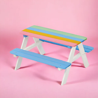 Set masuta cu bancute din lemn pentru copii Ginger Home Rainbow utilizare in gradina, curte, balcon cat si in interiorul camerei copiilor - 8