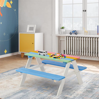 Set masuta cu bancute din lemn pentru copii Ginger Home Rainbow utilizare in gradina, curte, balcon cat si in interiorul camerei copiilor - 9