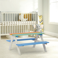 Set masuta cu bancute din lemn pentru copii Ginger Home Rainbow utilizare in gradina, curte, balcon cat si in interiorul camerei copiilor - 10