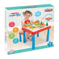 Set masuta cu doua scaunele Pilsan Master Study cu spatiu depozitare rechizite,realizat din plastic rezistent cu margini rotunjite,placa constructie si 121 cuburi constructie incluse,dimensiune masuta 60x60x50 cm - 2