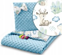 Set paturica 75 x 55cm si perna 25 x 35cm pentru copii, cu doua fete, BabyMam minky Blue forest - 2