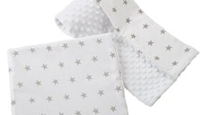 Set paturica Nichiduta 75x100 cm si perna 35x30 cm Minky Stars White