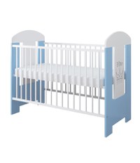 Set Patut din lemn cu inaltime saltea reglabila pe 3 nivele Ptilou Blue Prince + Saltea cocos 10 cm - 1