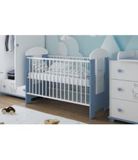 Set Patut din lemn cu inaltime saltea reglabila pe 3 nivele Ptilou Blue Prince + Saltea cocos 10 cm - 3