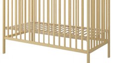Set Patut din lemn pana la 4 ani cu somiera reglabila pe 3 nivele de inaltime Nichiduta 120x60 cm Grace Natur + Saltea cu husa detasabila din microfibra 12 cm grosime Nichiduta Cocos Comfort +
