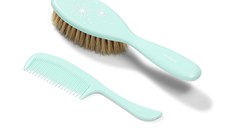 Set perie din par natural moale si pieptene Baby Ono Verde
