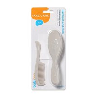 Set perie din par natural super moale si pieptene Bunny Grey - 1