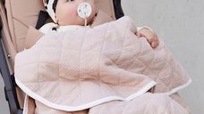 Set perna si patura din muselina pentru copii Twins Geometry bej