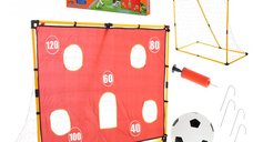 Set poarta de fotbal pentru copii, Ikonka, cu pompa si minge incluse, dimensiune 156 x 70 x 107cm, Soccer Goal