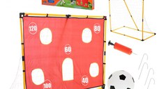 Set poarta de fotbal pentru copii, Ikonka, cu pompa si minge incluse, dimensiune 156 x 70 x 107cm, Soccer Goal