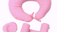 Set primele perne ale bebelusului Deluxe buline albe pe roz