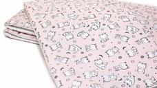 Set protectii patut din bumbac 60x120 cm Baby Bear roz KidsDecor