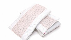 Set protectii patut din bumbac KidsDecor Pink Ducks 60x120 cm