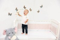 Set protectii patut din bumbac KidsDecor Pink Ducks 60x120 cm - 4