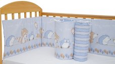 Set protectii patut Odette Blue din bumbac 63x127 cm