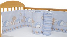 Set protectii patut Odette Blue din bumbac 63x127 cm
