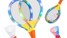 Set rachete iluminate de tenis cu minge si fluturas