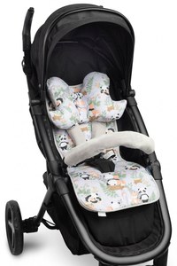 Set Saltea,Pernuta fluture,Protectii centuri si bara protectie pentru carucior copii Sensillo Panda and Fox,Compatibilitate universala,Reversibil,Material Fleece premiumBumbac,Umplutura antialergica,Orificii pentru centuri - 3