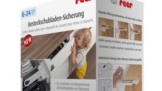 Set sigurante pentru sertare de tacamuri 2 bucati albe montare cu adeziv sau surub Reer 71090