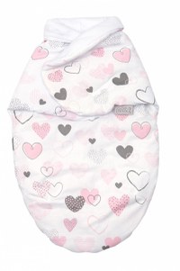 Sistem de infasare Amy Baby swaddle Inimioare bumbac 72x60 cm alb - 2