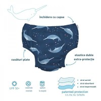 Slip fete eco SPF 50+ pentru inot (cu volanase) Green Sprouts by iPlay White Turtle Floral 18 luni - 1