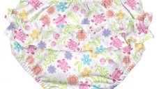 Slip fete White Turtle Floral SPF 50+ refolosibil cu capse si volanase 24 luni