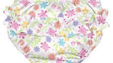 Slip fete White Turtle Floral SPF 50+ refolosibil cu capse si volanase 24 luni